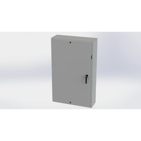 3 Point Latch with Padlock Handle Electrical Enclosures, 60 in H, 12 in D, 37.38 in W, Carbon Steel